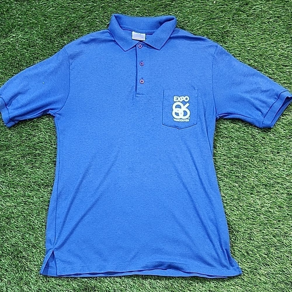 Blue Men's Polo Shirt Vintage 1986 Monteal Expo